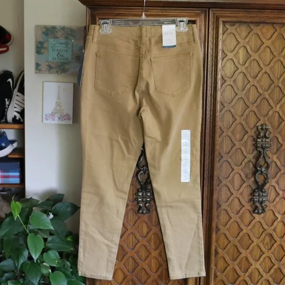 New Directions Button Fly High Rise Jeans - Khaki, Size 6 - Picture 7 of 16